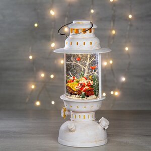 Новогодний фонарик Снежный вихрь с Сантой 33 см, LED подсветка, на батарейках