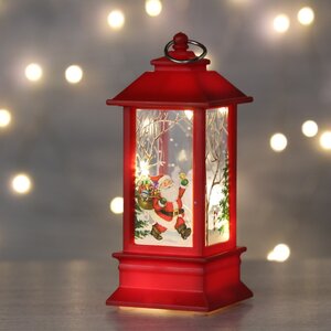 Новогодний фонарик В снежном королевстве 15 см, красный на батарейках Peha фото 1