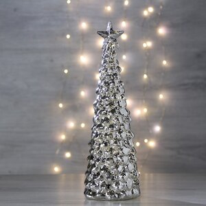 Новогодний светильник Космо Silver - Елочка Ларсен 26 см на батарейках, 10 LED ламп Peha фото 1