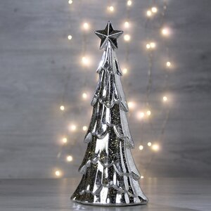 Новогодний светильник Космо Silver - Елочка Стеллар 36 см на батарейках, 15 LED ламп
