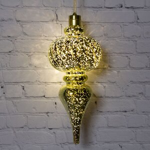 Светящееся новогоднее украшение Сосулька Космо Gold 26 см, 10 теплых белых LED ламп, на батарейках Peha фото 4