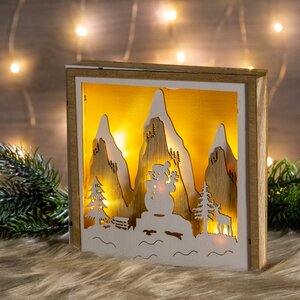 Новогодний светильник Снеговичок Фрости - Зимние Забавы 15*15 см на батарейках, 9 LED ламп