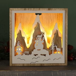 Новогодний светильник Снеговичок Фрости - Зимние Забавы 15*15 см на батарейках, 9 LED ламп Peha фото 1