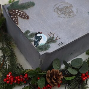 Деревянный подарочный ящик Wood Line: Grey 36 см Christmas Apple фото 4