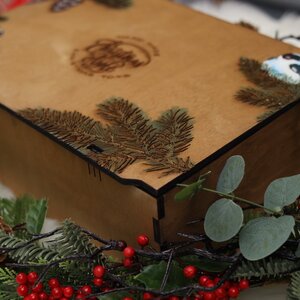 Деревянный подарочный ящик Wood Line: Brown 36 см Christmas Apple фото 7