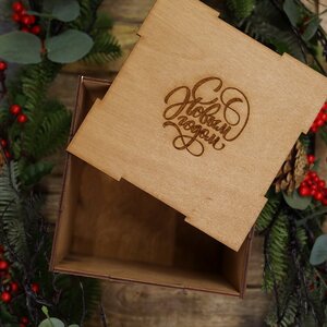 Деревянная подарочная коробка Wood Line: Medium 16 см Christmas Apple фото 1