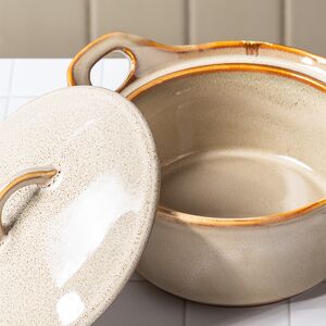 Керамическая кокотница с крышкой Астейн 17*7 см, 350 мл, песочная Koopman фото 2