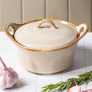 Керамическая кокотница с крышкой Астейн 17*7 см, 350 мл, песочная Koopman фото 1