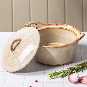 Керамическая кокотница с крышкой Астейн 17*7 см, 350 мл, песочная Koopman фото 3