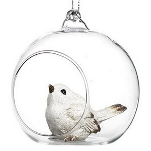 Стеклянный елочный шар с композицией Птичка Рино Ямаоко 9 см Goodwill фото 2