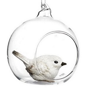Стеклянный елочный шар с композицией Птичка Рино Ямаоко 9 см