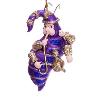 Елочная игрушка Гусеница из Зазеркалья 10 см фиолетовая, подвеска Goodwill фото 1