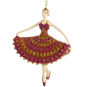 Елочная игрушка Балерина Кармен 13 см с красным лифом, подвеска Goodwill фото 1
