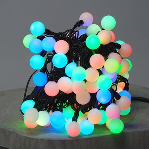 Светодиодная гирлянда Шарики 15 м, 25 мм, 100 разноцветных LED с быстрой динамикой, черный каучук, соединяемая, IP44 Snowhouse фото 1