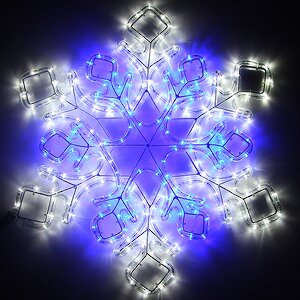 Светодиодная Снежинка Морозная 72 см холодная белая с синим, 432 LED лампы, соединяемая, IP44