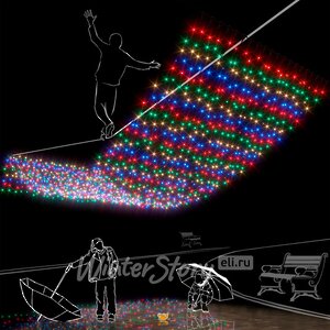 Светодиодный занавес Rich Led Cap 2*6 м, 1000 разноцветных LED ламп, черный ПВХ, соединяемый, IP65 Rich Led фото 2