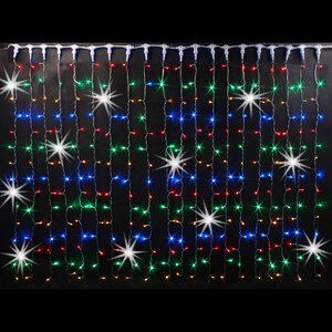 Светодиодный занавес 2*3 м, 600 разноцветных LED ламп, мерцание, прозрачный СИЛИКОН+ПВХ, соединяемый, IP54 Rich Led фото 2