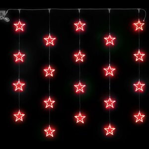 Светодиодный занавес Красные Звезды 2*2 м, прозрачный СИЛИКОН+ПВХ, соединяемый, IP54 Rich Led фото 1