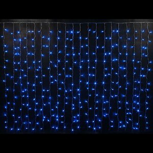 Светодиодный занавес 2*1.5 м, 300 синих LED ламп, прозрачный СИЛИКОН+ПВХ, соединяемый, IP54 Rich Led фото 2