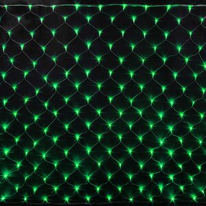 Гирлянда Сетка 2*1.5 м, 192 зеленых LED ламп, прозрачный ПВХ, соединяемая, контроллер, IP54 Rich Led фото 1