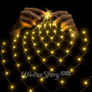 Гирлянда Сетка 2*1.5 м, 192 желтых LED ламп, прозрачный ПВХ, соединяемая, контроллер, IP54 Rich Led фото 3