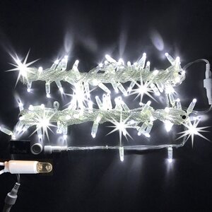 Светодиодная гирлянда нить Rich Led Cap 10 м, 100 холодных белых LED ламп, мерцание, белый ПВХ, соединяемая, IP65 Rich Led фото 1