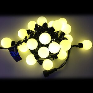 Светодиодная гирлянда Большие Мультишарики 40 мм 20 теплых белых LED ламп 5 м, черный КАУЧУК+ПВХ, соединяемая, IP54