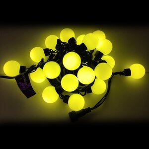 Светодиодная гирлянда Большие Мультишарики 40 мм 20 желтых LED ламп 5 м, черный КАУЧУК+ПВХ, соединяемая, IP54