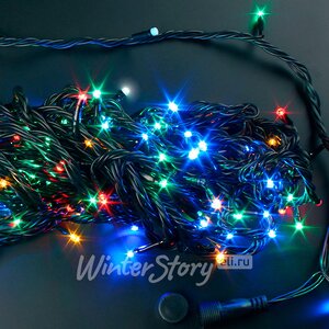 Светодиодная гирлянда нить Rich Led 20 м, 200 разноцветных LED ламп, чёрный ПВХ, с возможностью динамики, соединяемая, IP54 Rich Led фото 2