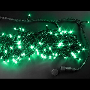 Светодиодная гирлянда нить Rich Led 20 м 200 зеленых LED ламп, чёрный ПВХ, с возможностью динамики, соединяемая, IP54 Rich Led фото 1