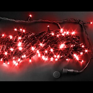 Светодиодная гирлянда нить Rich Led 20 м 200 красных LED ламп, чёрный ПВХ, с возможностью динамики, соединяемая, IP54 Rich Led фото 1