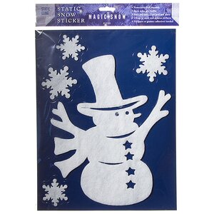 Многоразовые новогодние наклейки Снеговик в Высоком Цилиндре 40*30 см Peha фото 2