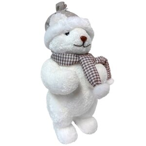 Декоративная фигура Белоснежный Мишка в клетчатом шарфике 22 см Peha фото 1
