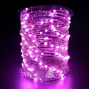 Светодиодная гирлянда на проволоке Роса 100 розовых MINILED ламп 10 м, серебряная проволока BEAUTY LED фото 1