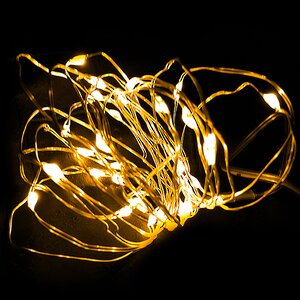 Светодиодная гирлянда Роса на батарейках 3АА, 30 желтых MINILED ламп, 3 м, серебряная проволока BEAUTY LED (Бьюти Лэд) фото 1