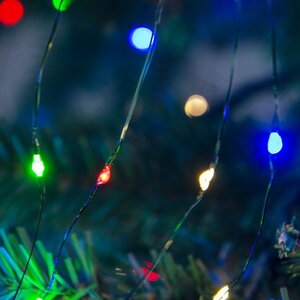 Гирлянда на елку 120-180 см Лучи Росы, 12 нитей, 408 разноцветных MINILED ламп, зеленая проволока, IP44 Kaemingk фото 5
