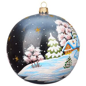 Стеклянный елочный шар Рождественская ночь 11 см черный Фабрика Елочка фото 2