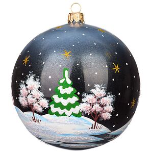 Стеклянный елочный шар Рождественская ночь 11 см черный Фабрика Елочка фото 3