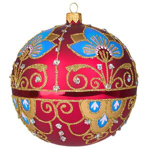 Стеклянный елочный шар Императорский 11 см бордовый Фабрика Елочка фото 2