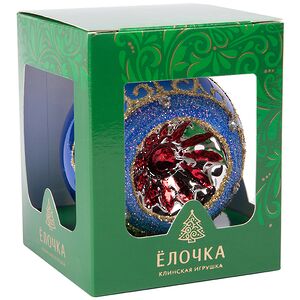 Стеклянный елочный шар Новогодний Огонёк 8 см синий Фабрика Елочка фото 3