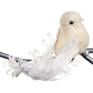 Елочная игрушка Птичка Изабелла 15 см бело-кремовая, клипса Goodwill фото 3