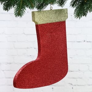 Игрушка для уличной елки Сапожок с блестками 25 см красный, пеноплекс МанузинЪ фото 2