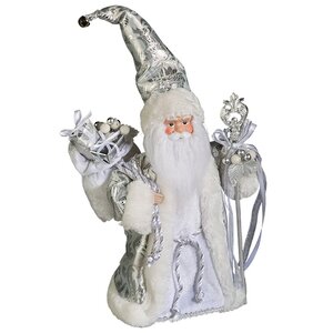 Дед Мороз в серебряной шубе и длинном колпачке 30 см Holiday Classics фото 1