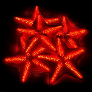 Электрогирлянда Красные Звезды 45 см, 5 звезд, 100 холодных белых LED ламп, 6 м, прозрачный ПВХ, соединяемая, IP44, уцененный Царь Елка фото 1