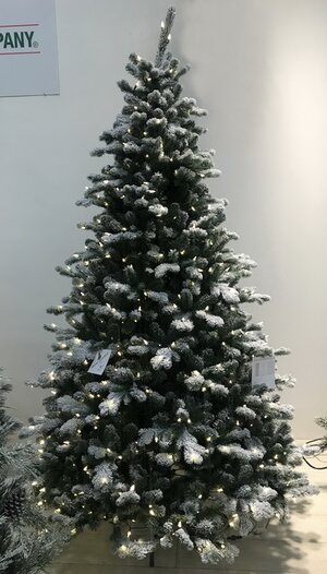 Искусственная елка с гирляндой Шеффилд заснеженная 228 см, 650 теплых белых ламп, ЛИТАЯ + ПВХ National Tree Company фото 6