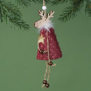 Елочное украшение Олень Нэсси в бордовой шубке 17 см, подвеска Due Esse Christmas фото 2