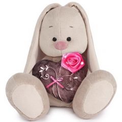 Мягкая игрушка Зайка Ми с коричневым сердечком с розочкой 18 см коллекция Город Budi Basa фото 1