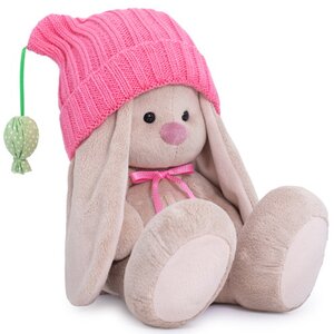 Мягкая игрушка Зайка Ми в розовой шапочке с помпонами 18 см коллекция Город Budi Basa фото 2
