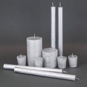 Высокие свечи Серебряный Металлик 25*2.2 см, 4 шт Kaemingk фото 2