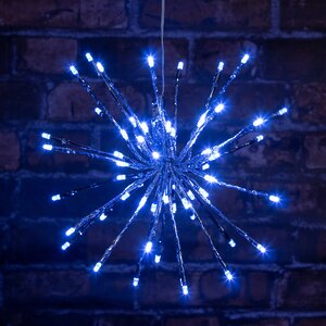 Светодиодный уличный Ежик, серебряный, 30 см, 64 синих ламп с холодным белым мерцанием, 24V, IP44 BEAUTY LED фото 1